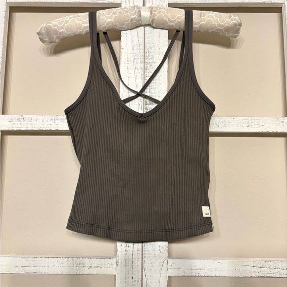 Vuori Olive Green Cross-Back Ribbed Tank Top - Picture 1 of 7
